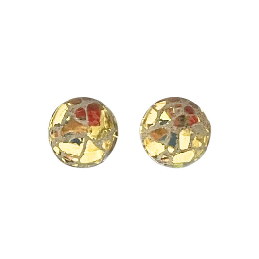 10mm Round Domed Glass Cabochons Gold Crackle