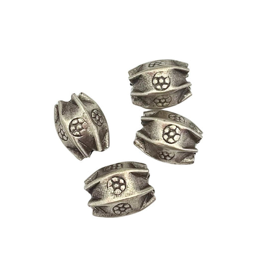 10x11mm Metal Spacer Beads with stamped flowers, pack of 4