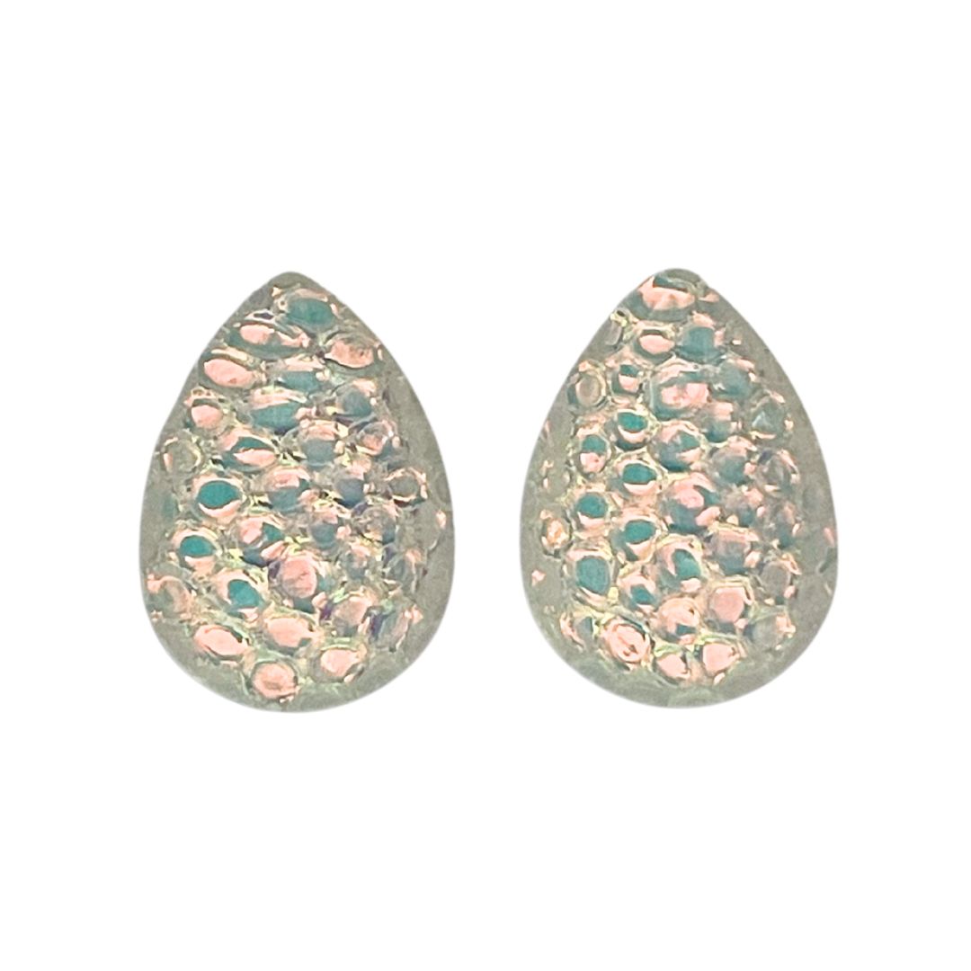 13mm x 18mm Teardrop Dome Glass Cabochon Metallic Bubbles