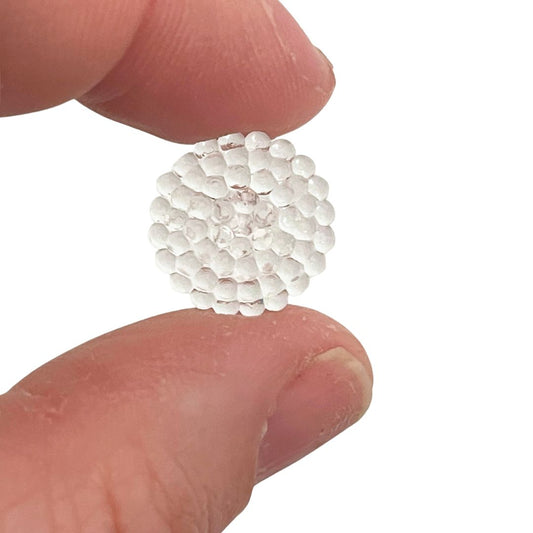 14mm Round Clear Dimpled Plastic Buttons, pack of 6