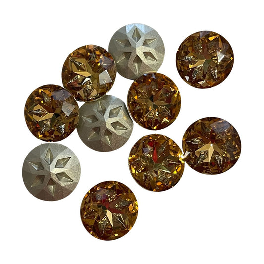 18mm Round Meteorite Crystal Rhinestone Light Smokey Topaz