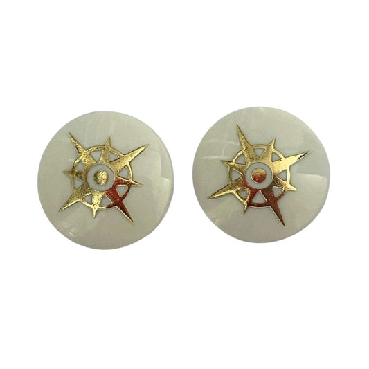20mm Button with shank, Gold Nautical Compass on White, Set of 2