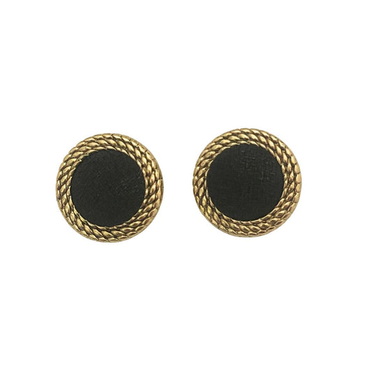22mm Round Gold with Black Fabric Centre, Buttons, pack of 2