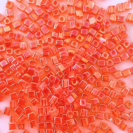3mm Miyuki Cube Bead Transparent Orange AB