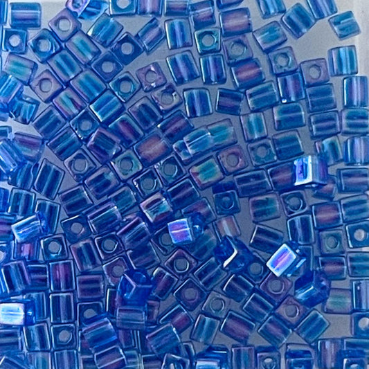 3mm Miyuki Cube Bead Transparent Sapphire AB