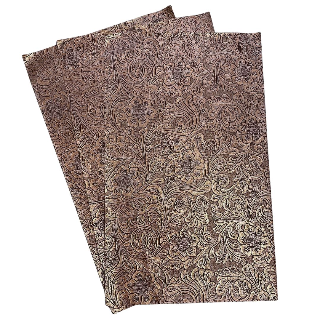 Copper Textured Faux Leather Sheet, Embossed Swirls Pattern ...