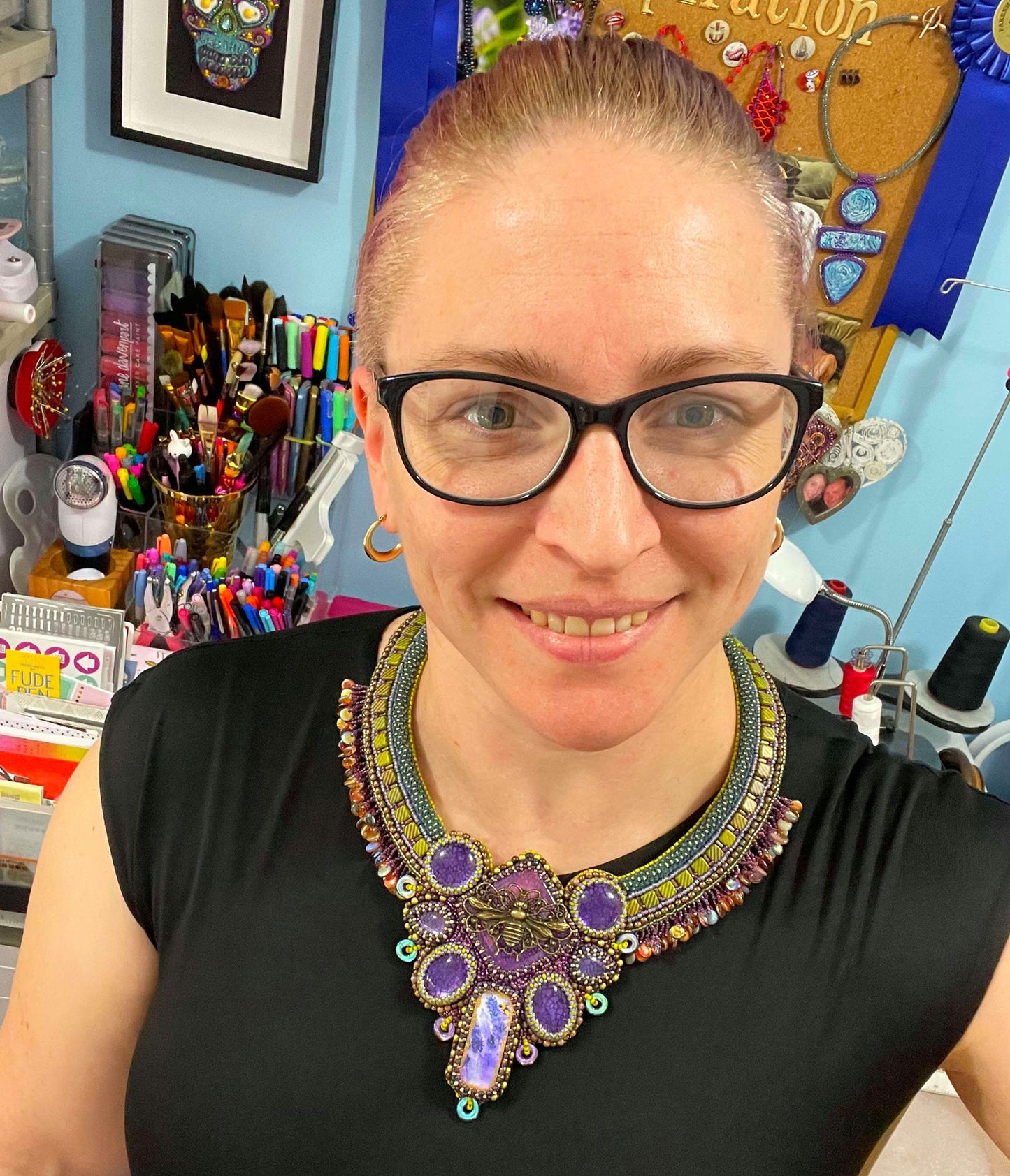 Amelia, Bead Embroidered Collar hand made by Catriona Starpins