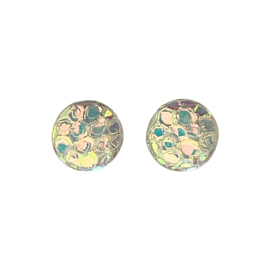 12mm Round x 7mm high Dome Glass Cabochon Metallic Bubbles
