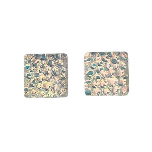 12mm Square Dome Glass Cabochon Metallic Bubbles