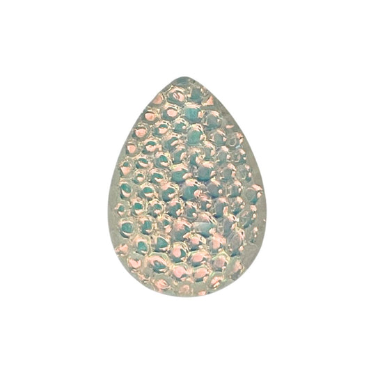 18mm x 25mm Tear Drop Dome Glass Cabochon Metallic Bubbles
