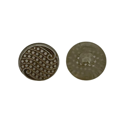 14mm Glass Look Button with Shank, Transparent with Gold, Set of 2