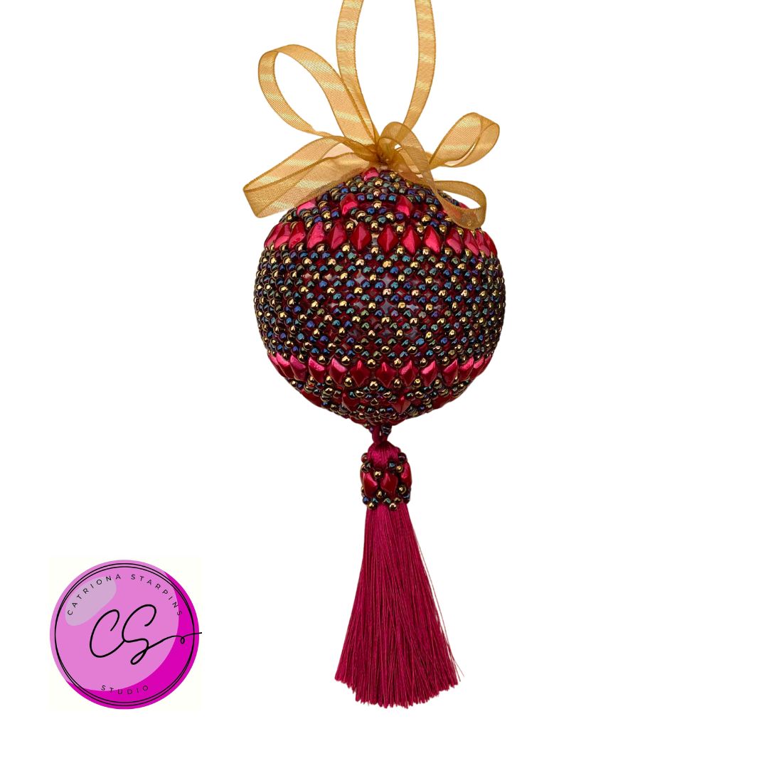 RED KIT Clara's Christmas Bauble Bead Weaving Kit Designed by Catriona Starpins - TUTORIAL SOLD SEPARATELY
