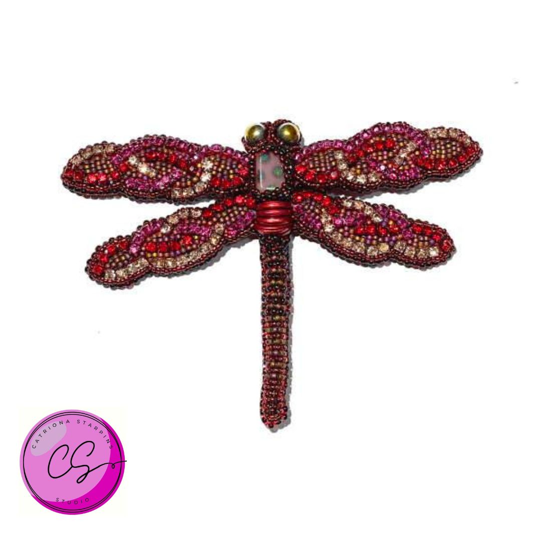 Red KIT - Dance of the Dragonfly Bead Weaving Kit designed by Catriona Starpins - TUTORIAL SOLD SEPARATELY