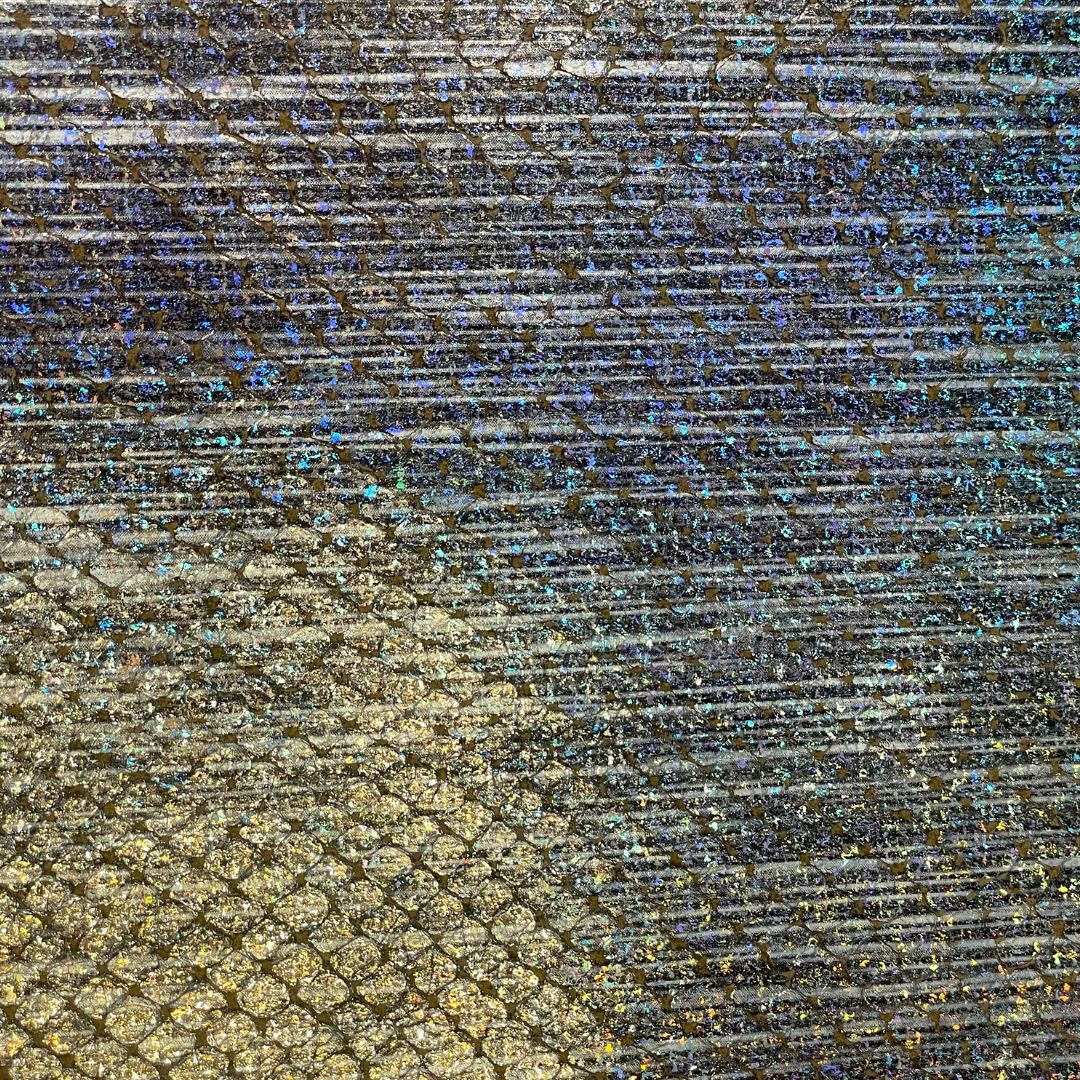 Iridescent Shimmering Silver Golden to Blue-Purple Gradient Pearlescent Sheepskin Leather