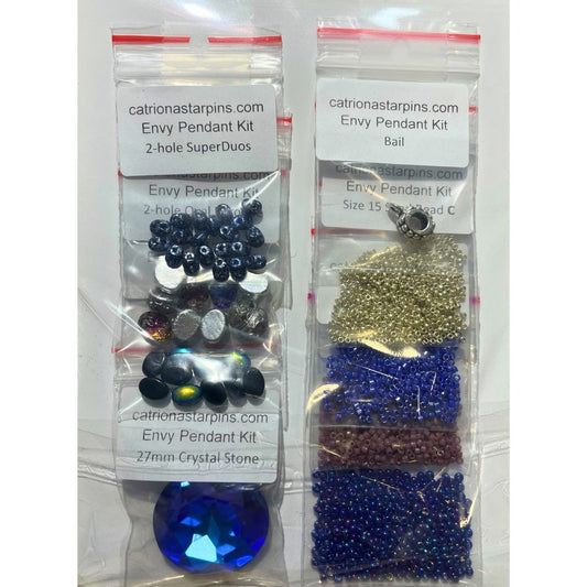 Envy Pendant Bead Weaving Kit KIT with PDF Digital Tutorial - Sapphire Blue