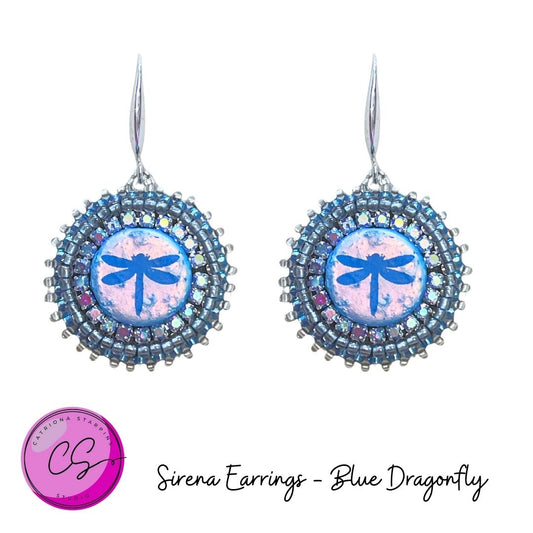 KIT - Sirena Earrings Blue Dragonfly with Silver