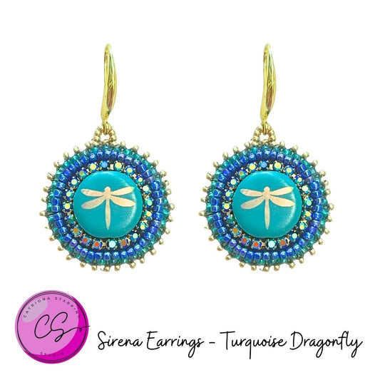KIT - Sirena Earrings Turquoise Dragonfly with Gold