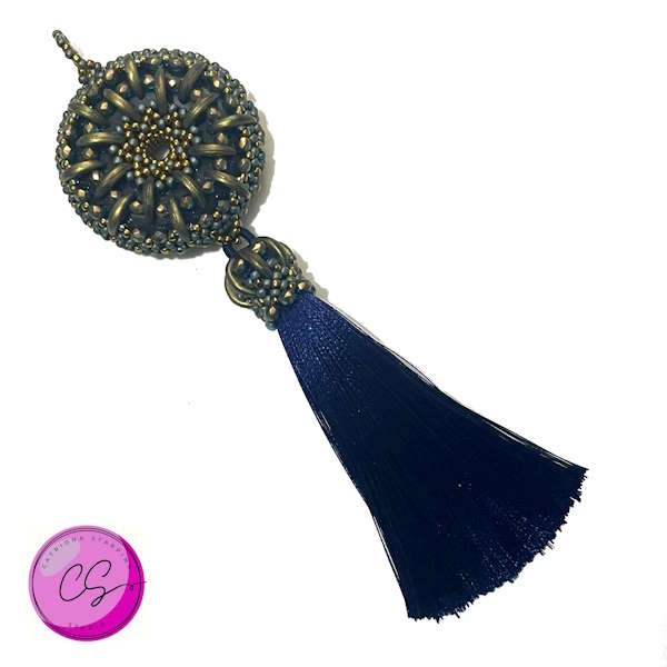 Blue Goldstone KIT - Victoria Pendant Bead Weaving Kit designed by Catriona Starpins - TUTORIAL SOLD SEPARATELY