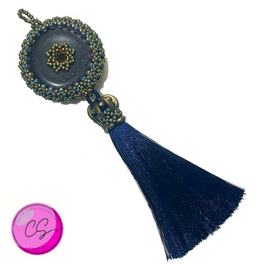 Blue Goldstone KIT - Victoria Pendant Bead Weaving Kit designed by Catriona Starpins - TUTORIAL SOLD SEPARATELY