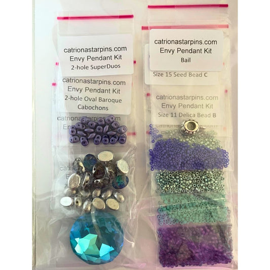 Envy Pendant Bead Weaving Kit KIT with PDF Digital Tutorial - Violet Aqua